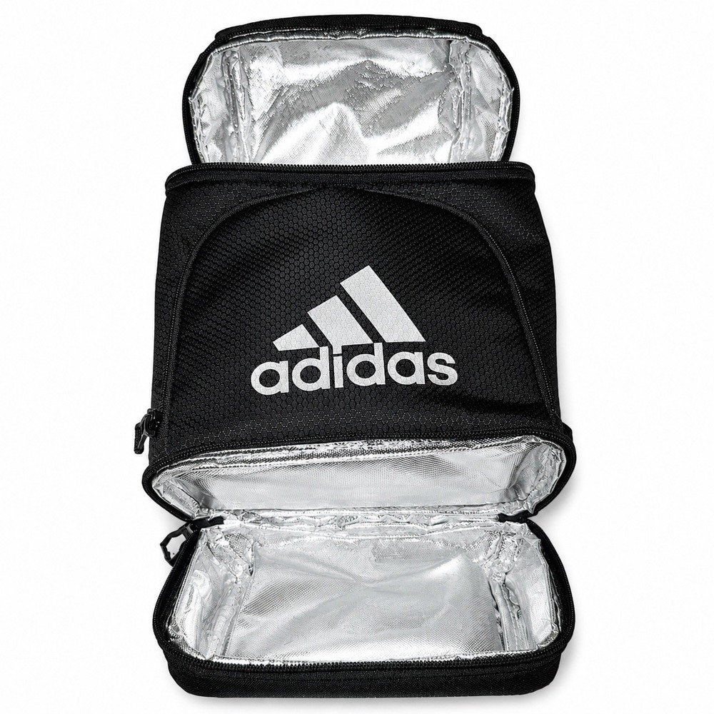 Adidas | Insulated Lunch Bag | Black | Dual Compartment | Clip Handle - Picture 5 of 9